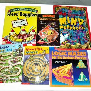 Set of 6 Books with Mazes, Puzzles and Brainteasers